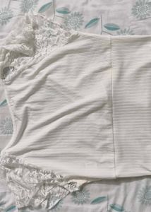 White Lace Sleeve Top