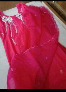 red cutdana work kurta