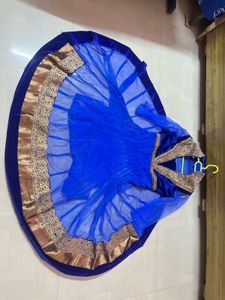 Blue Frock Suit With wide Flare in net #party wear