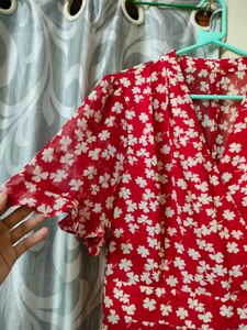 Red floral dress