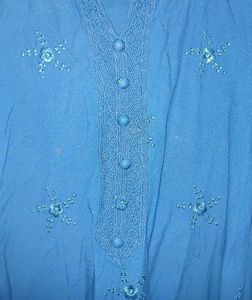 Teal Embroidered Kurti
