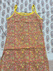 Floral Strappy Kurti With Adjustable Straps