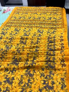 Floral Yellow Classy Chiffon Saree