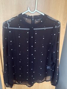 Elegant Black Star Print Blouse