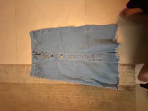 Button Front Denim Skirt