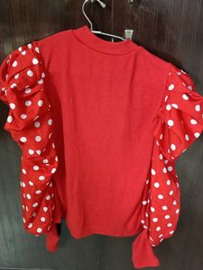 Red Polka Dot Sleeve Top