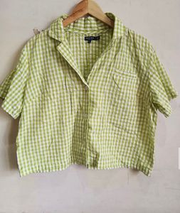 Green Gingham Crop Top