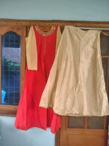 Elegant orange &amp; Gold Kurta Set