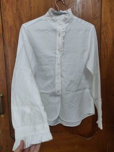 White Uniqlo Ruffled shirt