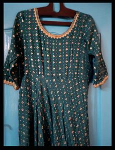 Emerald Green &amp; Gold Anarkali