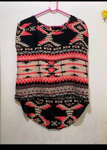 Ikkat Patterned Crop Top