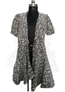 Black White V Neck Floral Printed