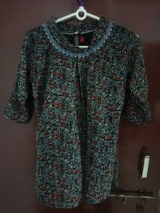 Dark Green Floral Top