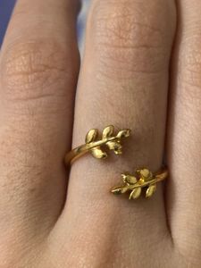 Leaf Design Gold 18kt Plated Ring&amp;RoseGold Earring