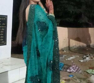 Esa Green Saree With Stiched Blouse