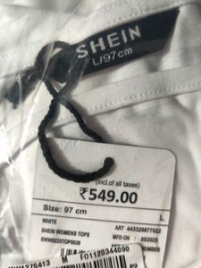 Chic White Long Sleeve Crop Top Size- M,L,XL