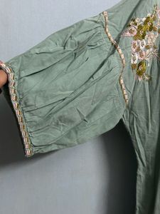 Sage Green Embroidered Top – Boho Chic