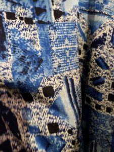 4XL Blue Abstract Print Top