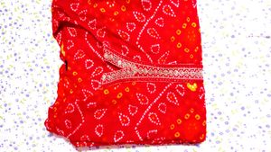 New Red Kurta Set With Free Sare
