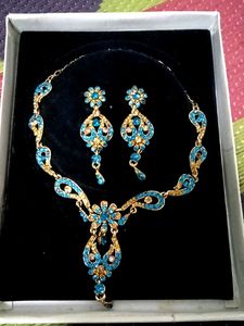 Elegant Blue & Gold Jewelry Set
