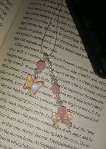 Pink Bow And Butterfly Beads Phone Charm