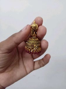 Traditional Golden - Red Jhumka