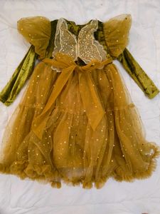 Olive Green Sparkle Tulle Dress