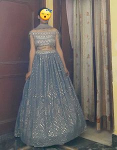 Off Shoulder Back Less Lehenga