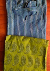 2pc Woven Green Blue Salwar Kurta Set 40&#34;