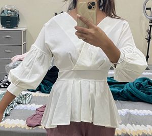 White Formal Peplum Top