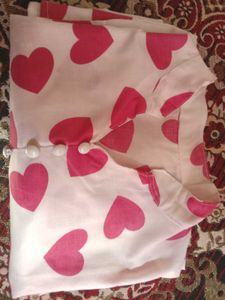 Heart Print Button-Up Top