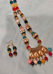Beaded Necklace and Earring Set