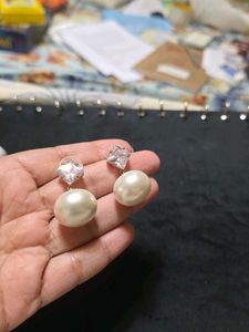 Big Pearl White Gemstone Earrings