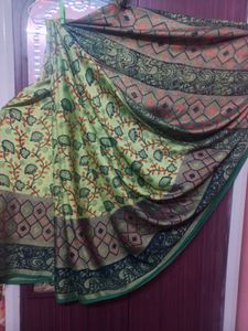 Green Georgette Shining  Silk Saree
