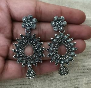 Silver-Tone Jhumka Earrings