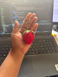 crochet strawberry keychain