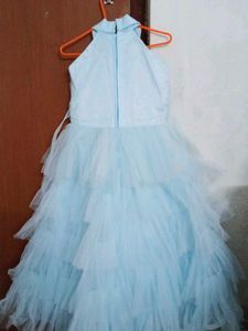 ₹1000 Light Blue Tulle Party Dress With Innerwear