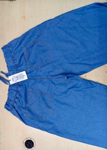 Mid Blue Elasticated Drawstring Waist Jeans