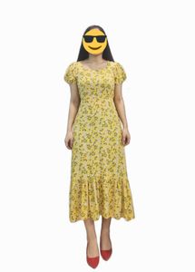Yellow Floral Midi Dress