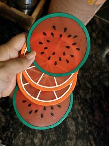 (4PCS)Round Silicone Coasters Creative Fruit Shape