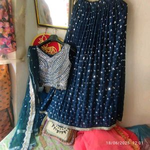 Lehenga Choli Set Rama