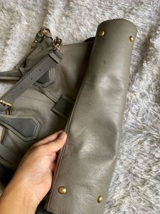 Gray Leather Tote Bag