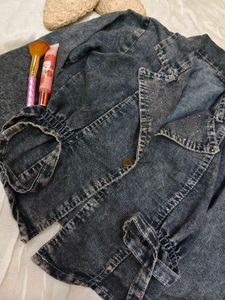 Denim Jacket with Tie Waist