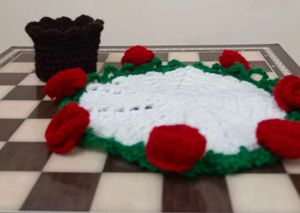 Handmade 2in1 Crochet Rose Bouquet Coaster