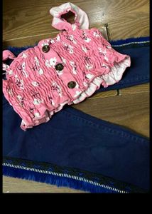 Hopscotch Pink Floral Top and Jeans set