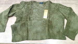 Olive Green Textured Sweater