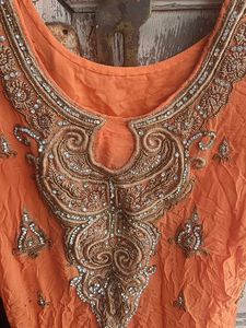 Orange Party Wear Kurta