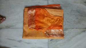 Orange Silk Sari with Blouse
