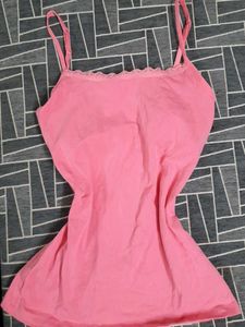 Pink Lace Trim Cami Top