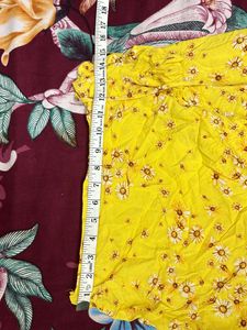 Yellow Floral Print Wrap Skirt
